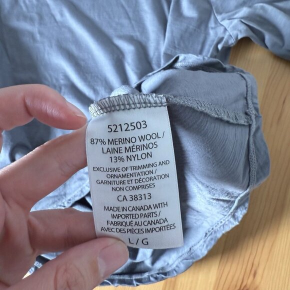 Cloudveil Women's Merino Wool Blend Baselayer Grey Long Sleeve SMALL HOLE size L - Picture 6 of 12